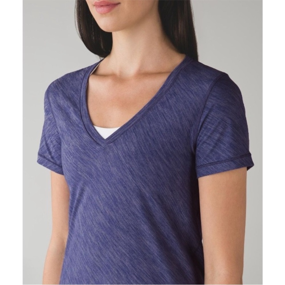 Lululemon Athletica Heathered Iris Purple V-Neck Tee